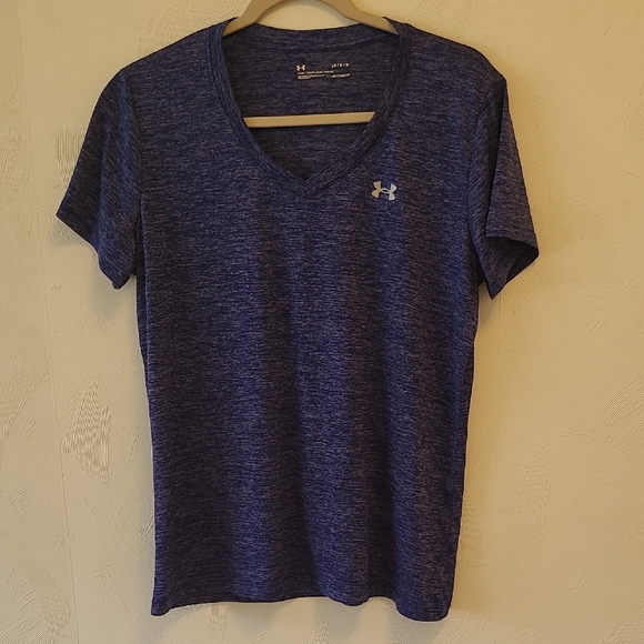 Under Armour Women's Blue Heather Short Sleeve Top - Picture 4 of 7